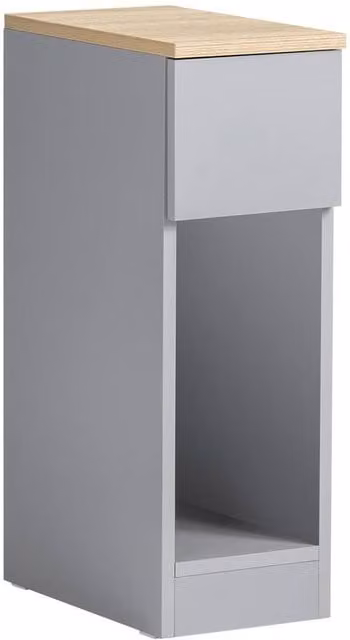 SOBUY Modern Grey Slim Bedside Table with Open Shelf and Drawer, W/D/H: 35 x 20 x 60 cm