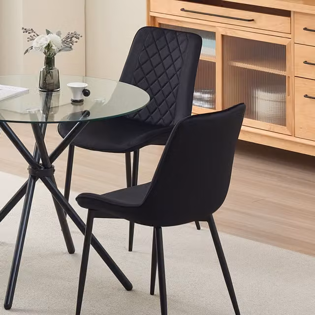 Madefor.living Amelia Velvet Comfort Dining Chairs Set of 2 - Black