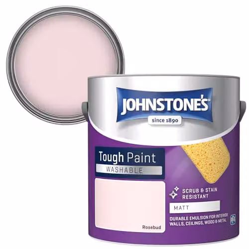Johnstone's Rosebud Washable Matt Wall and Ceiling Paint, Pink, 2.5L – 2