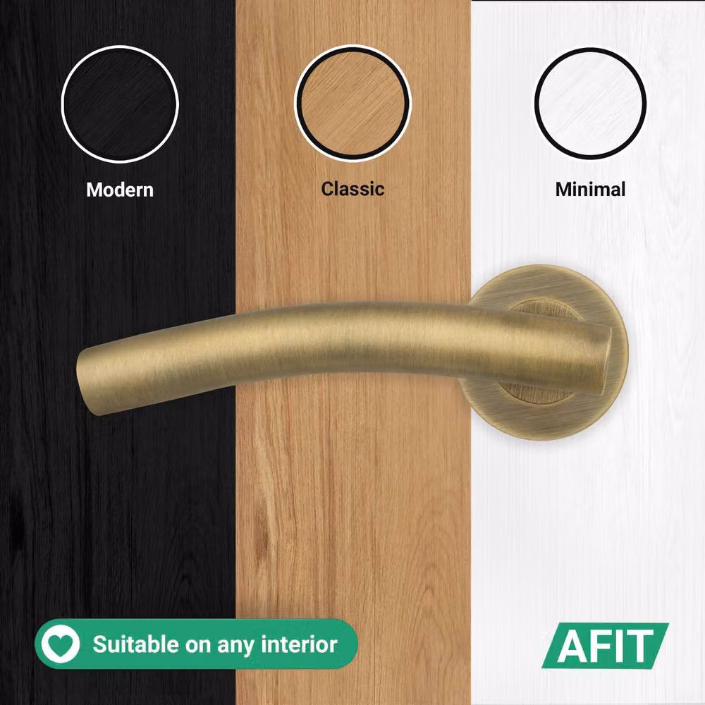 AFIT 5 Pairs of Antique Brass Curved Internal Lever Handles in Bronze – 5