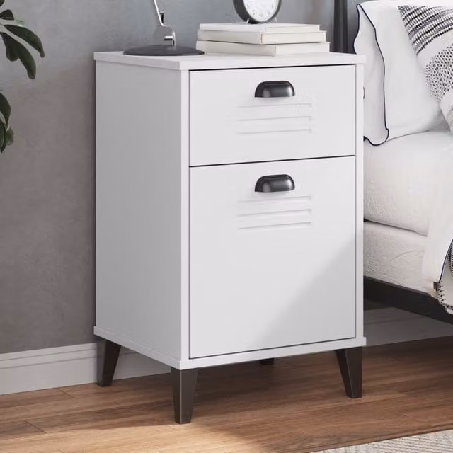 Berkfield Home VIKEN Bedside Cabinet in White Engineered Wood – 1