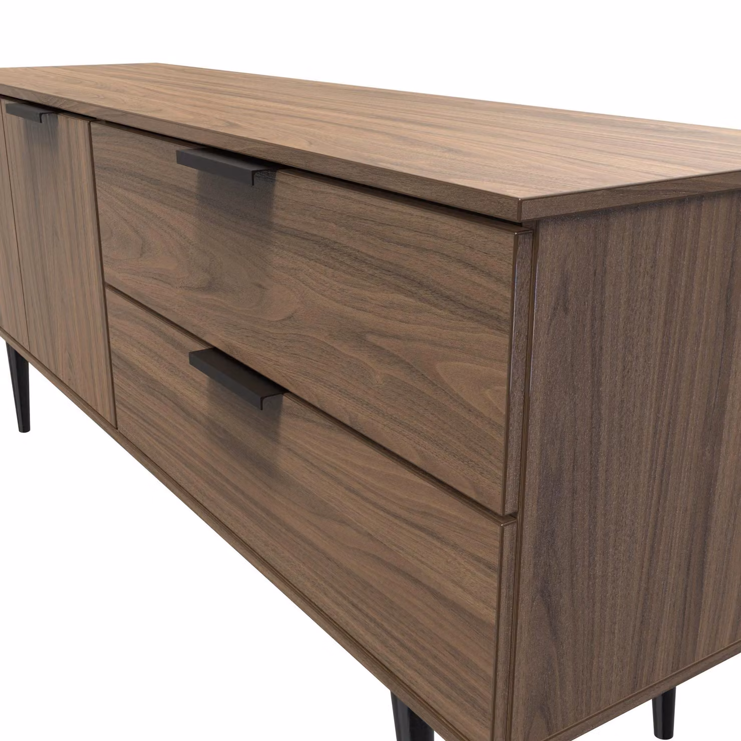 Ready Assembled 2 U Fuji Wide Sideboard with 2 Doors and 2 Drawers in Walnut – 3