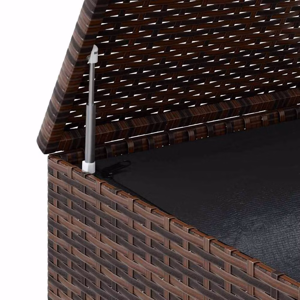 Berkfield Home Durable PE Rattan Garden Cushion Box in Brown, W/D/H: 100 x 97.5 x 104 cm – 5