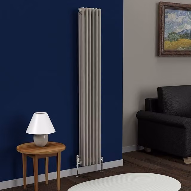 Lux Heat Vertical Coloured Column Radiator in Dune Grey, H 180 x W 29 x D 1.014 cm