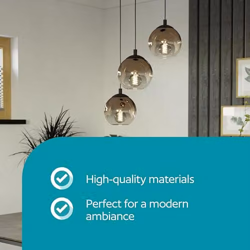 Eglo Ariscani Cluster Pendant Light in Black and Brown with Glass Spheres – 2