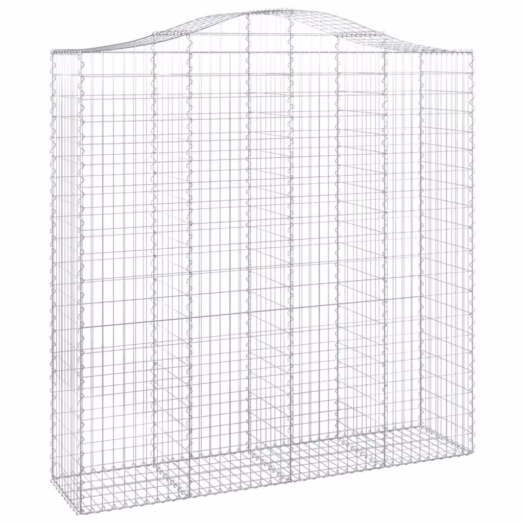 Berkfield Home Arched Gabion Basket in Silver Galvanised Steel, W: 200 cm, D: 50 cm, H: 200-220 cm