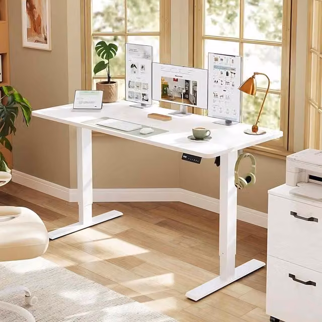 The Bazaarist Electric Sit Stand Desk with Memory Presets in White