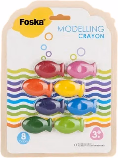 Foska Pack of 8 Assorted Colour Fish Design Wax Crayons in Multicolour