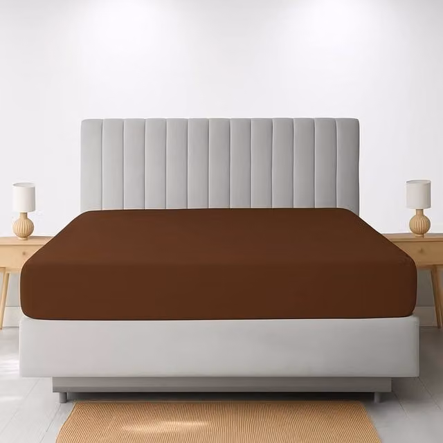Homes-Linen Extra Deep Polycotton Easy Care Fitted Sheet, Brown, Single, W/D/H: 90 x 200 x 40 cm – 1