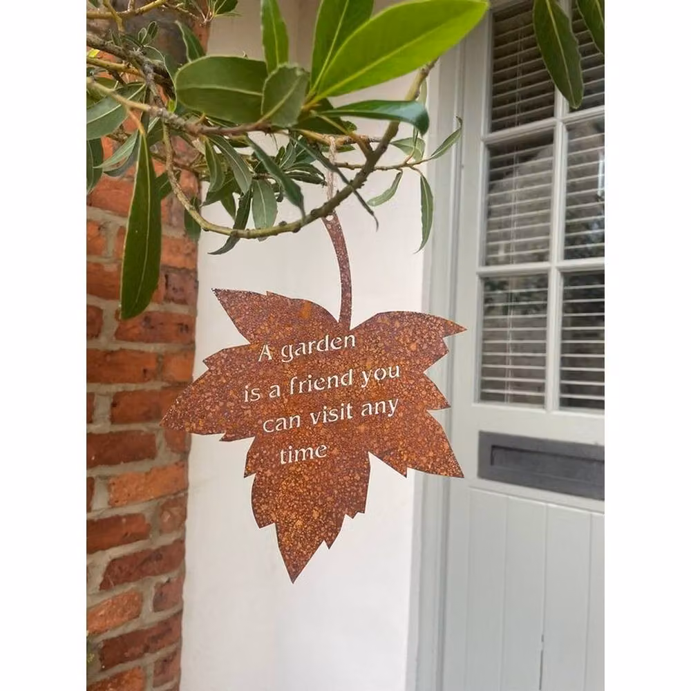 Poppyforge Falling Leaves A Garden Is a Friend Metal Hanging Wall Art in Bronze, W: 20.3 cm, H: 25.4 cm – 2