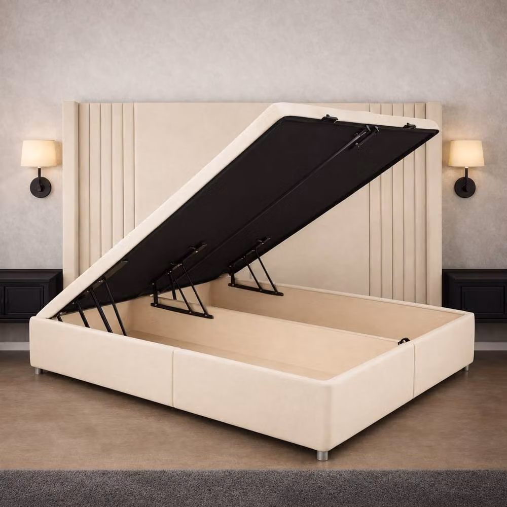 Soft Snooze Beds Oxford Winged Divan Ottoman Bed in Silver, W/D: 180 x 200 cm – 2