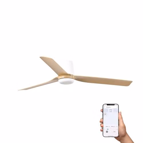 Netlighting Punt Tub Smart Ceiling Fan with Wood Blades and White Light, 130 cm – 1