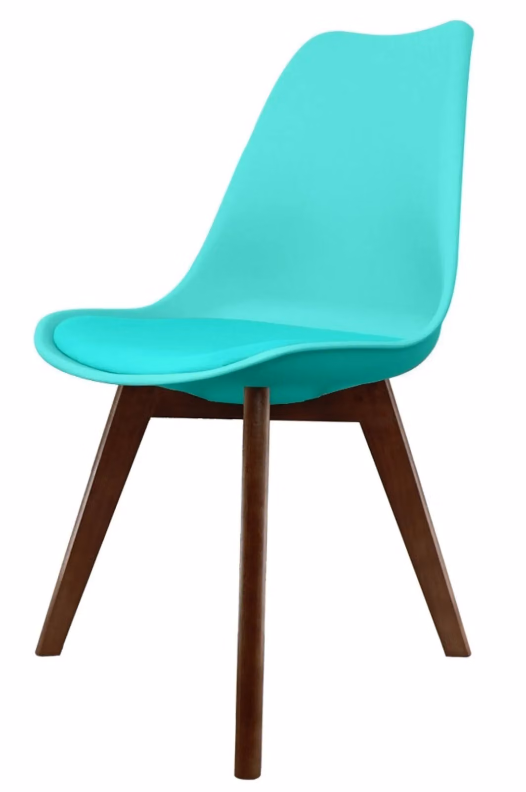 Fusion Living Soho Plastic Dining Chair with Dark Wood Legs in Turquoise – 2