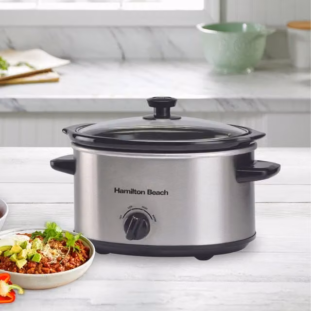 Hamilton Beach 3.5L Silver Slow Cooker with Keep Warm Function