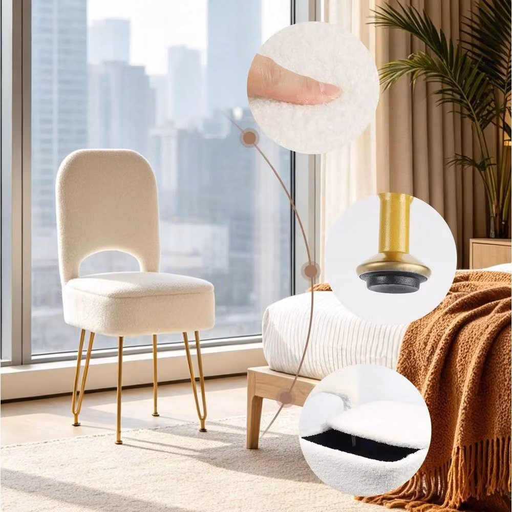 FORGEVIO White Velvet Vanity Chair with Hidden Storage, W/D/H: 40 x 44 x 82 cm – 3