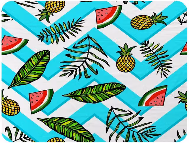 Benjamin Tate Design Pineapple and Watermelon Fleece Blanket in Multicolour, W/D/H: 120 x 150 cm – 2