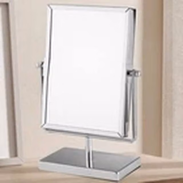 EONLION Double Sided Magnifying Makeup Mirror, Freestanding Vanity Mirror in Silver