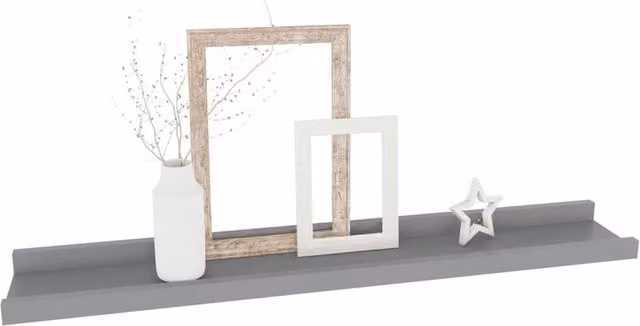 Berkfield Home Decorative Wall Shelves, 4 Piece Set, Grey, W: 60 cm, D: 9 cm, H: 3 cm