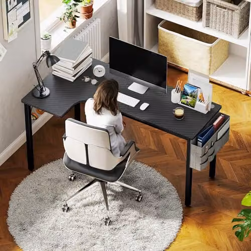 HOMCOM L-Shaped Corner Desk in Black, W/D/H: 145 x 81 x 76 cm – 6