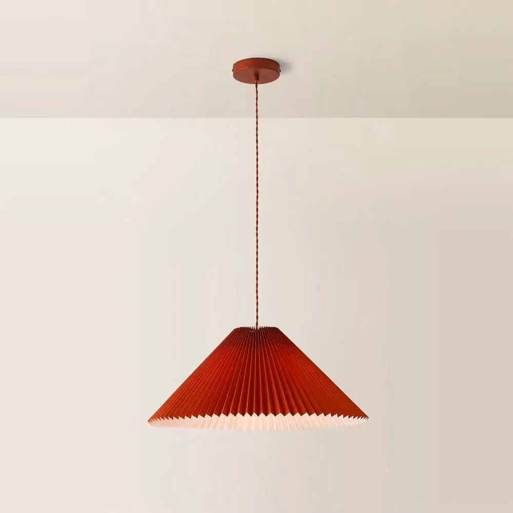 ValueLights Akira Pleated Single Drop Ceiling Pendant Light with LED Bulb in Burnt Orange – 2