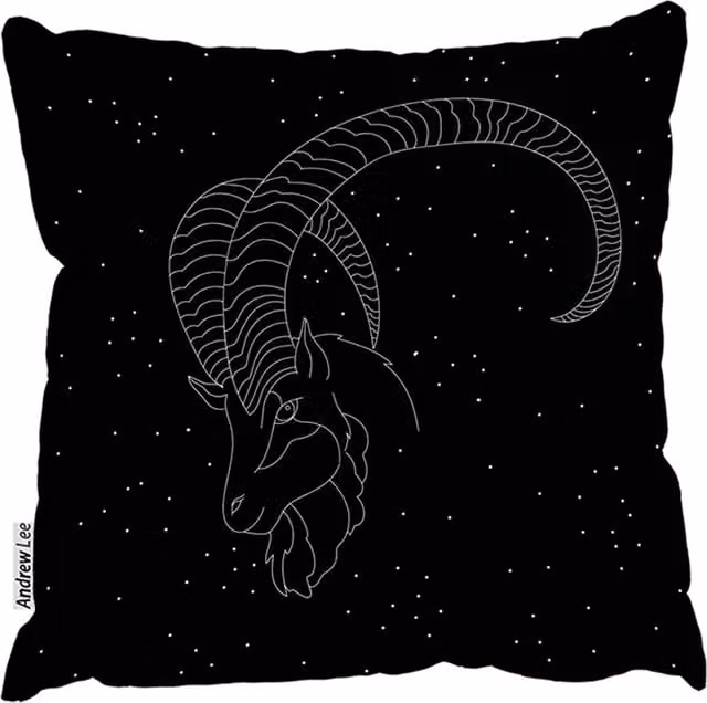 Benjamin Tate Design LTD Capricorn Zodiac Sign Graphic Square Cushion, Black, W: 60 cm x H: 60 cm