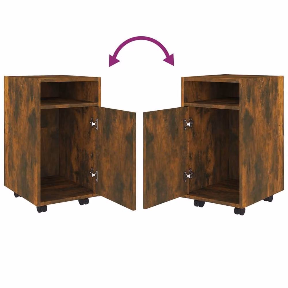 Berkfield Home Side Cabinet with Wheels in Smoked Oak Brown, W/D/H: 33 x 38 x 60 cm – 4