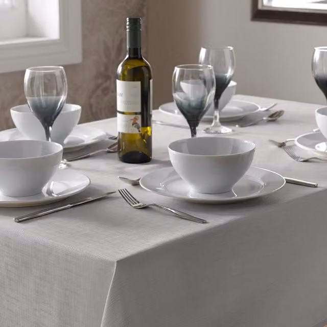 Terrys Plain Silver and Grey Polyester Tablecloth