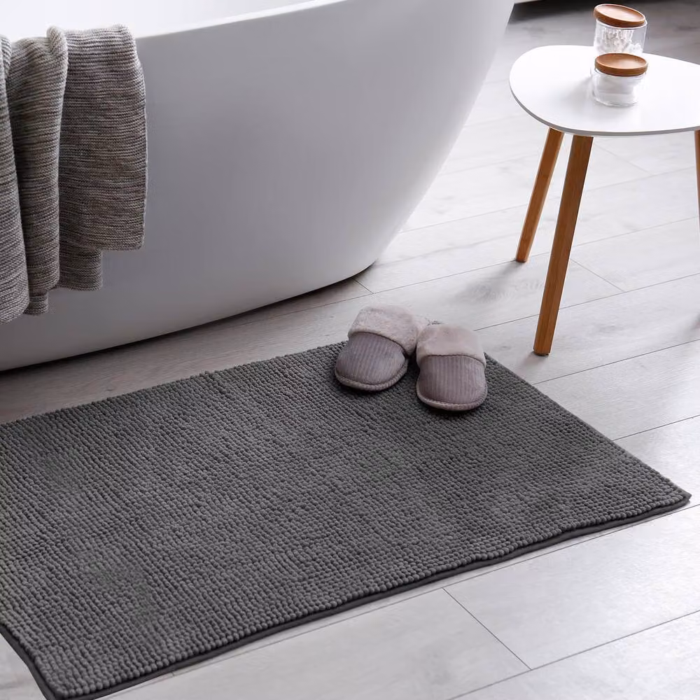 Keplin Non-Slip Microfibre Chenille Bath and Toilet Mat, Grey, W: 50 cm, D: 80 cm – 7