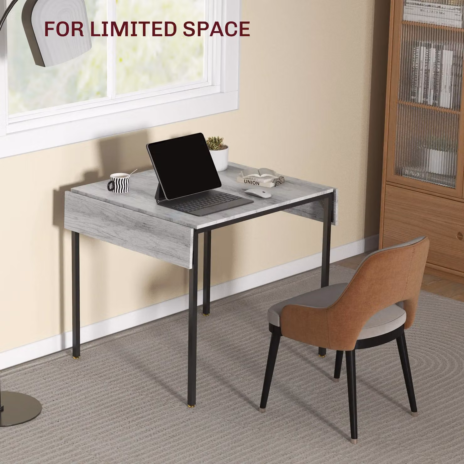 HOMCOM Grey Folding Drop Leaf Dining Table for 2-4 People – 3