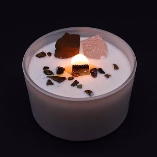 Ancient Wisdom Chakra Crystal Candles in White and Brown – 2