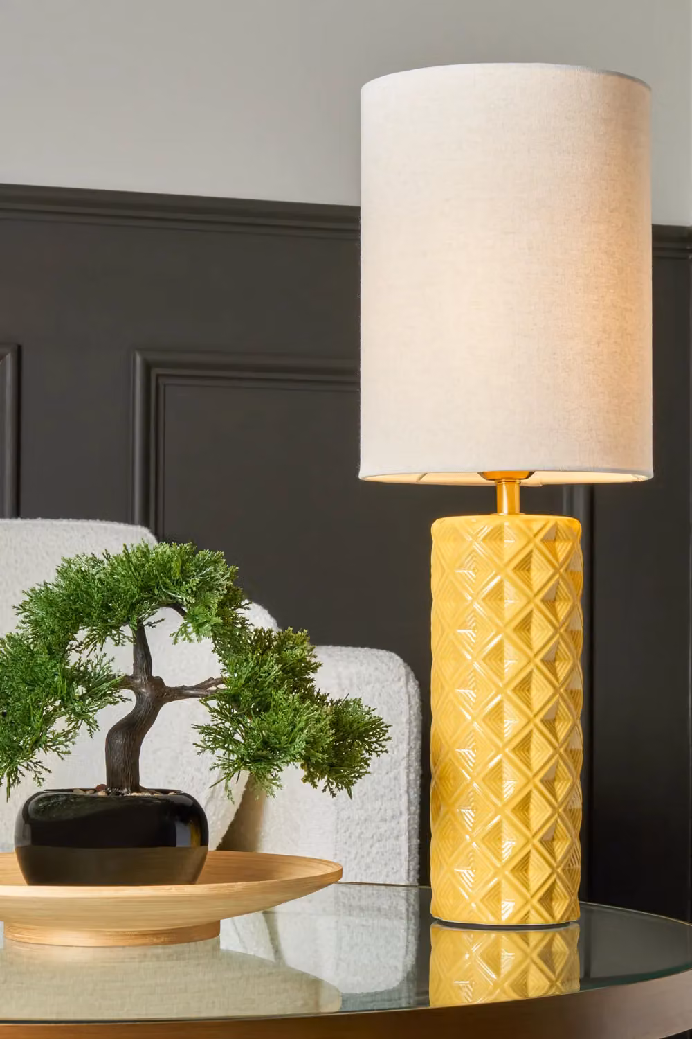 BHS Lighting Halden Tall Yellow Ceramic Table Lamp – 2