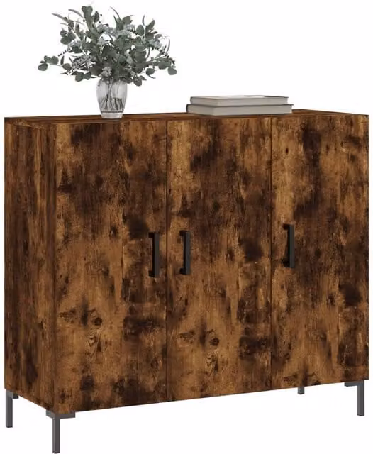 Berkfield Home Smoked Oak Sideboard in Brown, W/D/H: 90 x 34 x 80 cm