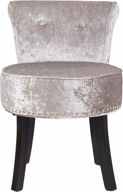 ERGOVEXA Velvet Button Tufted Vanity Stool with Padded Sponge Seat in Grey