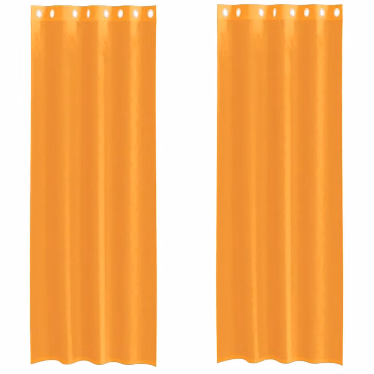 Berkfield Home Orange Voile Fabric Panel Curtains with Eyelets, 2 Pack, W: 140 cm, H: 300 cm