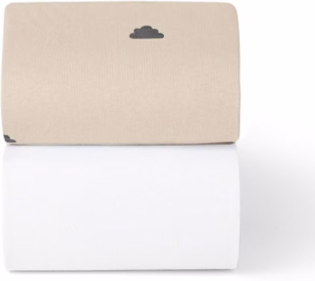 Snuz Twin Pack Cot and Cotbed Jersey Cotton Sheets, Sand Cloud, W: 70 cm, L: 140 cm