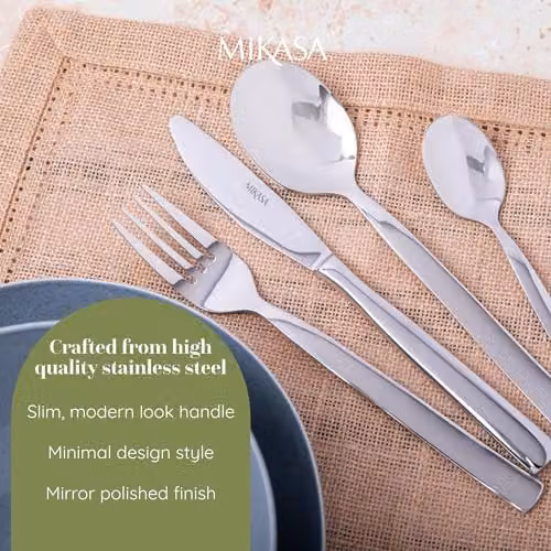 Mikasa Beaumont 16 Piece Polished Silver Stainless Steel Cutlery Set – 3