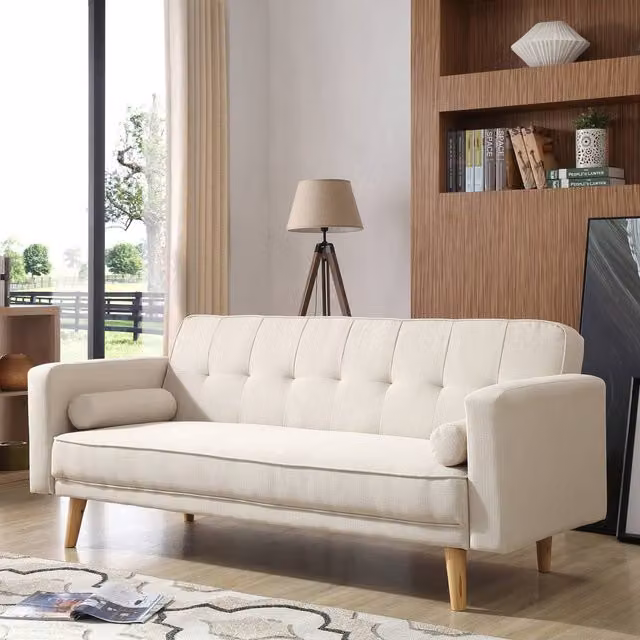 WestWood Beige Fabric 3 Seater Click-Clack Sofa Bed