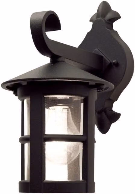 Loops Black IP43 External Wall Light Sconce with E27 LED Bulb Compatibility