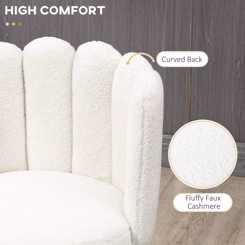 Wyld Haus Ettine Scallop Boucle Bar Stools Set of 2 in Cream and Beige with Stainless Steel Base – 4