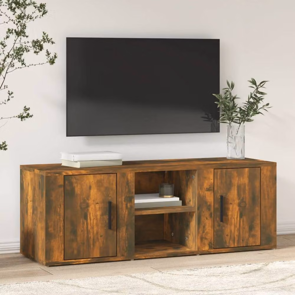 Berkfield Home Smoked Oak TV Cabinet in Brown, W/D/H: 100 x 31.5 x 35 cm – 2
