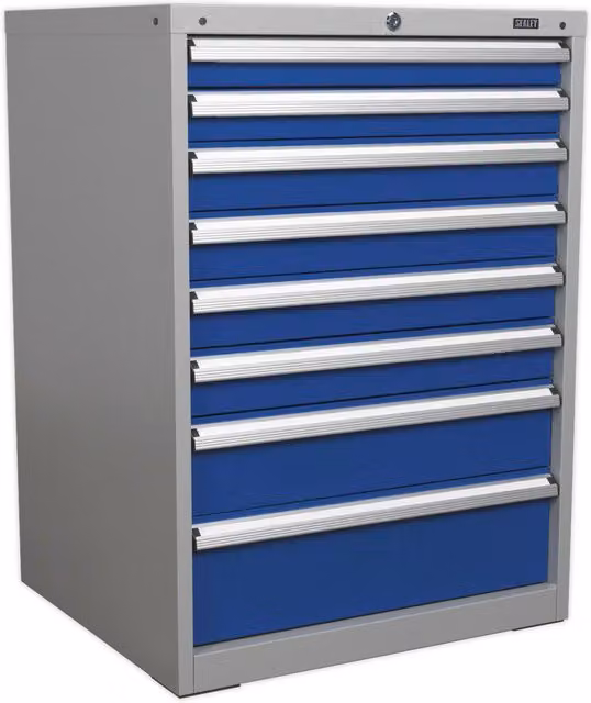 Loops 8 Drawer Industrial Metal Cabinet in Blue, W: 72.5 cm, D: 65.5 cm, H: 100 cm – 1