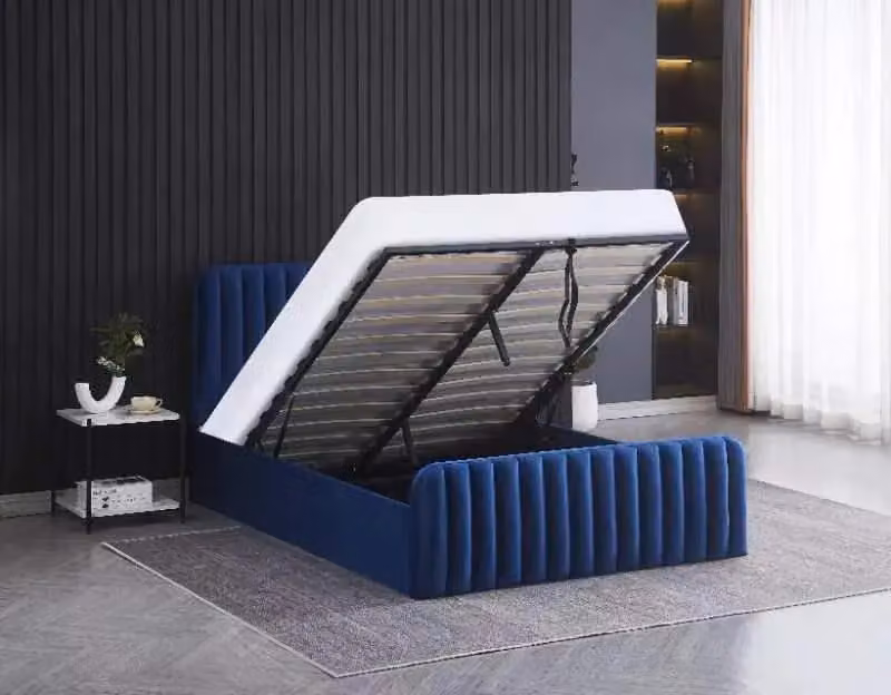 Kosy Koala Blue Velvet Ottoman Gas Lift Storage Bed with Mattress, 4ft6 Double, W/D/H: 140 x 200 cm – 2