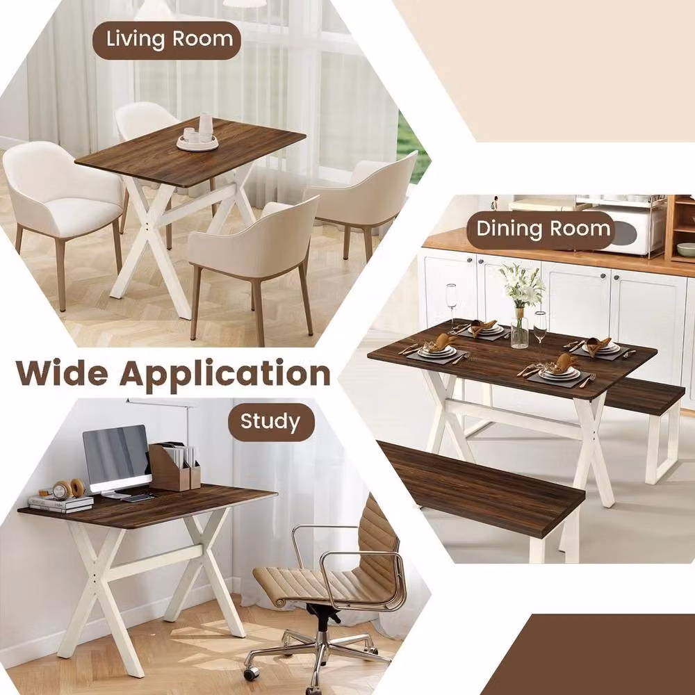 EONLION Modern Rectangular Rubberwood Dining Table in Brown, W/D/H: 100 x 71 x 76.5 cm – 3
