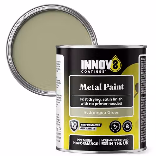 INNOV8 COATINGS Metal Paint in Hydrangea Green, Satin Gloss Finish, 250 ml