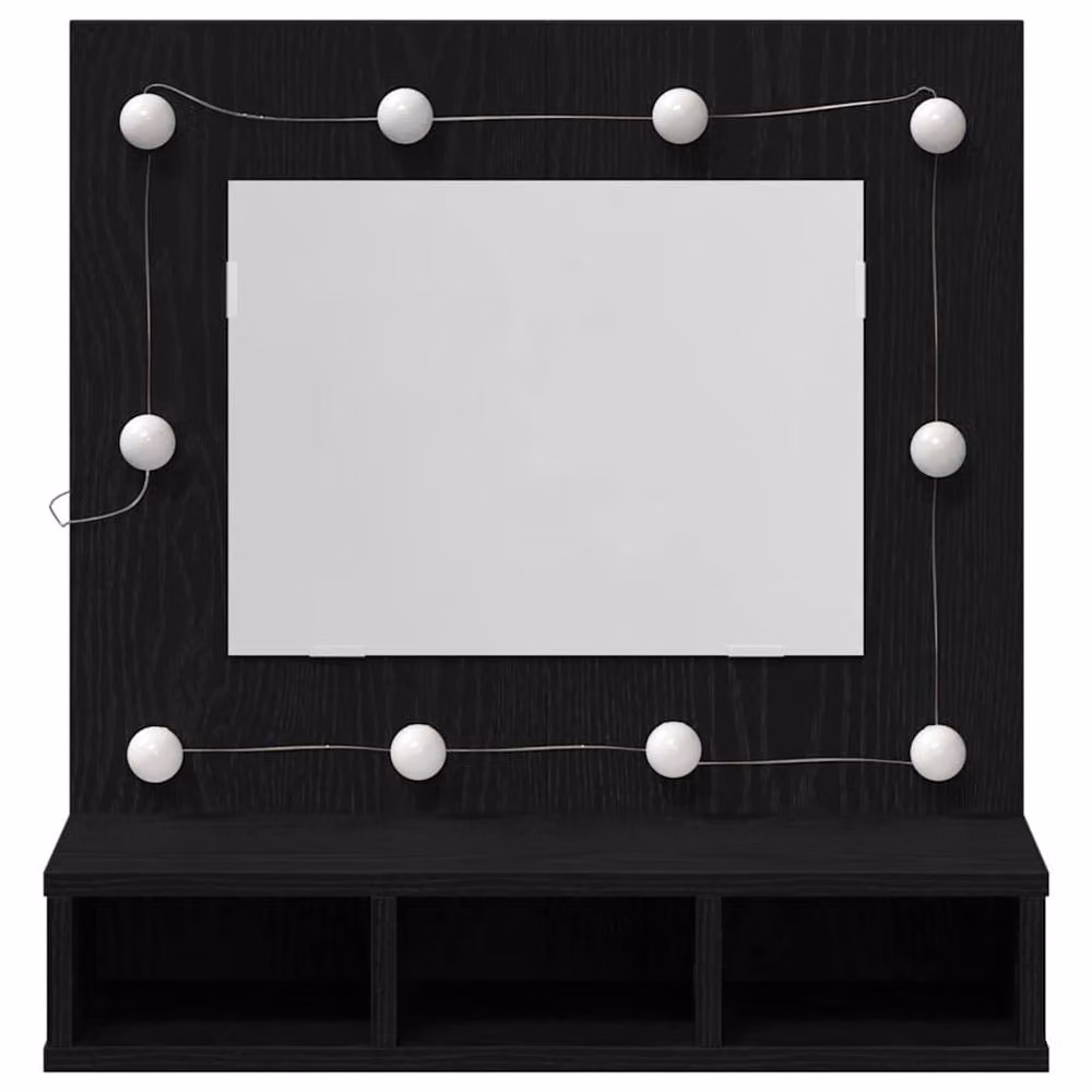 Berkfield Home Black Oak Wood Vanity Unit with Medium Mirror – 4