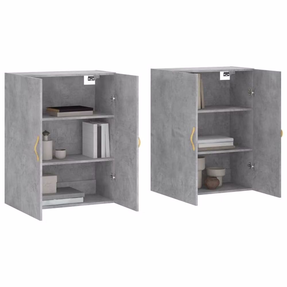 Berkfield Home Wall Mounted Cabinets, 2 Piece Set in Concrete Grey, W/D/H: 69.5 x 34 x 90 cm – 2
