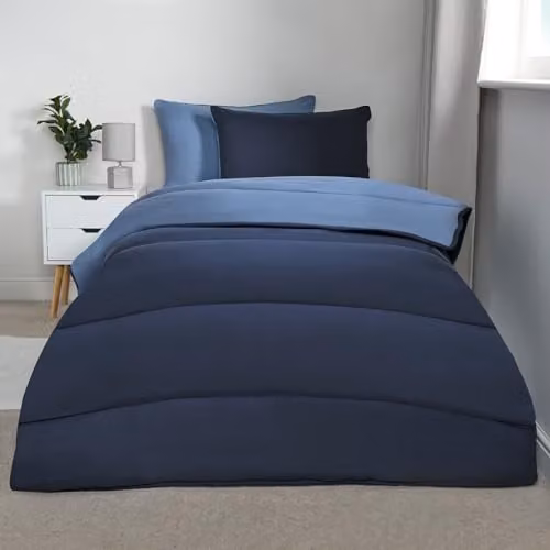 OHS Single Coverless Duvet and Pillowcase Set, 10.5 Tog, Blue, W/D/H: 135 x 200 cm