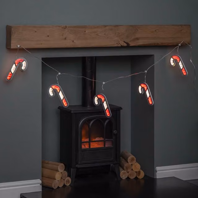 Samuel Alexander Infinity Hanging Christmas Candy Cane Garland with Red and White LEDs – 2