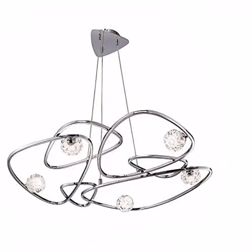 Netlighting Lux 5 Light G9 Suspended Ceiling Pendant in Polished Chrome and Grey