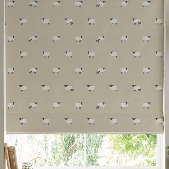 Sophie Allport Sheep Made to Measure Blackout Roman Blind in Sand